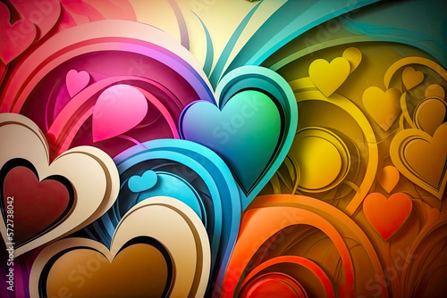 illustration of the colorful hearts background