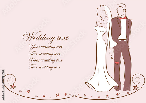 Vector illustrations sketch of wedding couple for invitation, greeting card design, t-shirt print, inspiration poster.