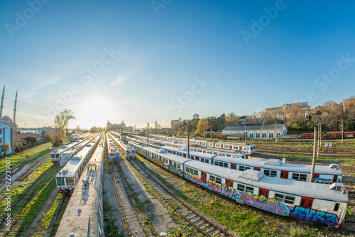 Haydarpasa train station. Old trains. Graffiti trains. © ahmetselcukozel