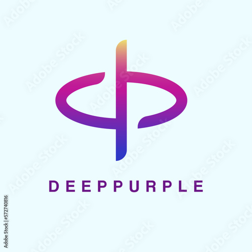 abstract logotype combination stacked letter D P in half circle. Usable for Business and Branding Logos. Flat Vector Logo Design Template Element.