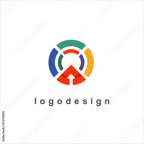 multi colored indicator circle and arrow logo design. usable for internet and technology branding logo design