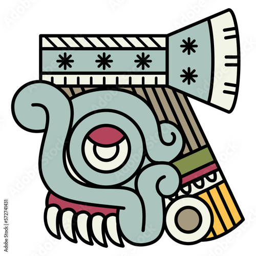 Head of Aztec god of rain Tlaloc. Native American design from Mexican codex. Isolated vector illustration.