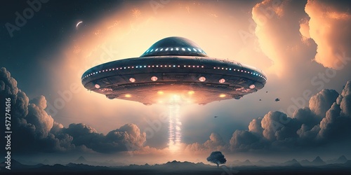 ufo in the sky illustration design art