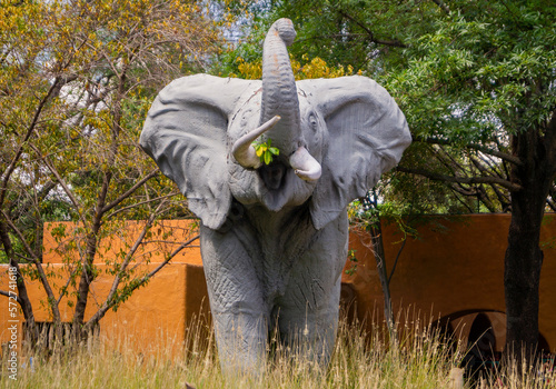 Elephant sculpture in zoo