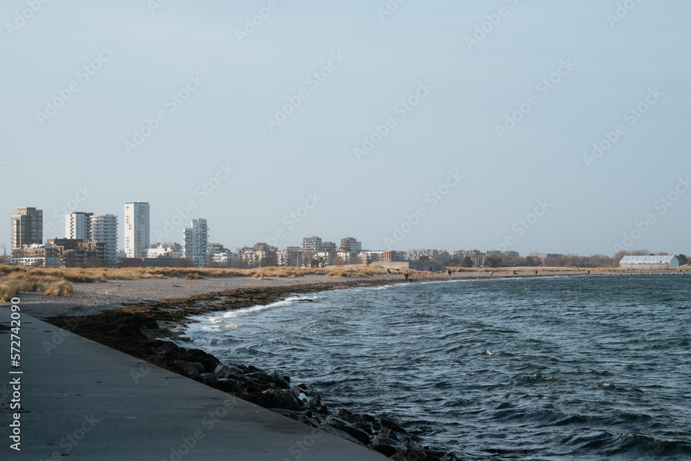 Scenic view over Amager Beach in Copenhagen, Denmark	