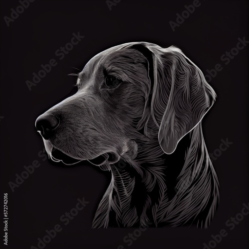 Plott Hounds Dog Breed Isolated on Black Background. Generative AI