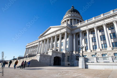 Utah State Capitol Building with bright blue sky