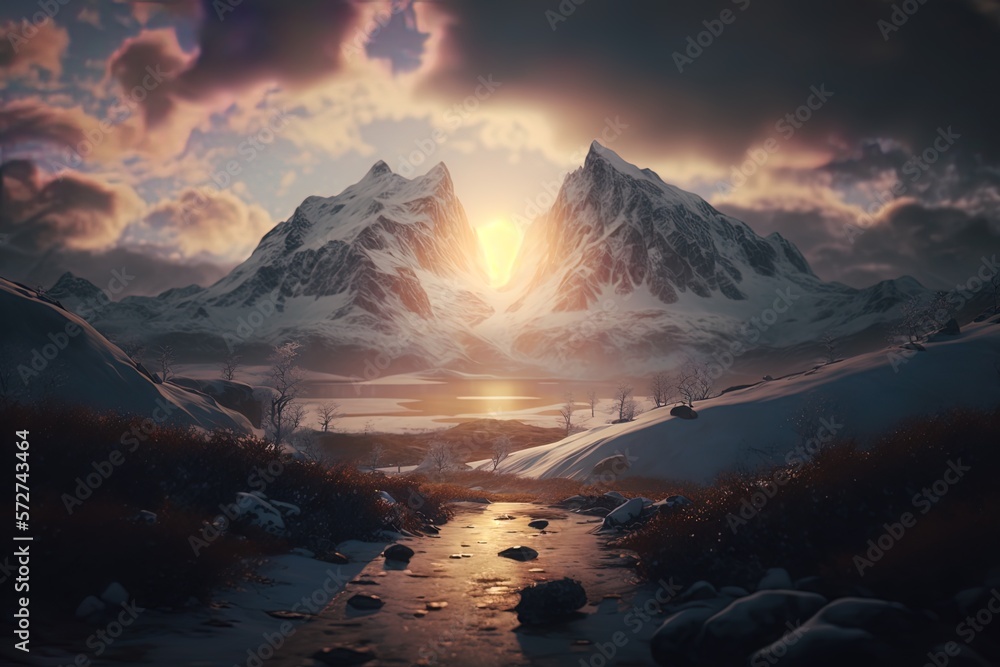 Icy Peaks: A Winter Wonderland. Generative AI	

