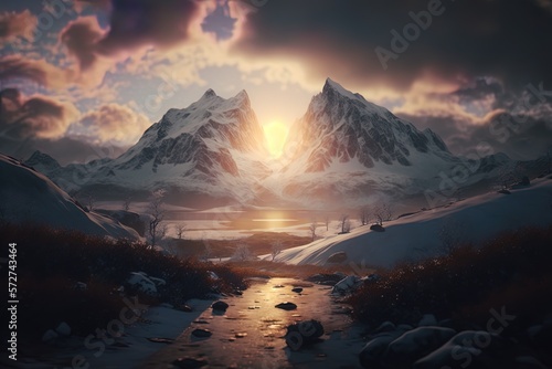 Icy Peaks: A Winter Wonderland. Generative AI 