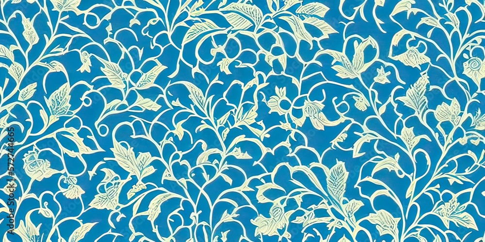 Abstract blue background with flowers Generative AI Abstract blue background with flowers Generative AI
