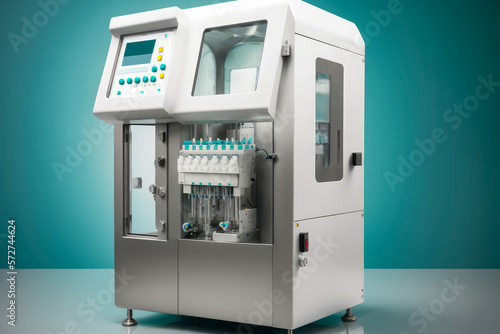 Sleek and compact pharmaceutical inspection machine for efficient vial examination, generative ai
