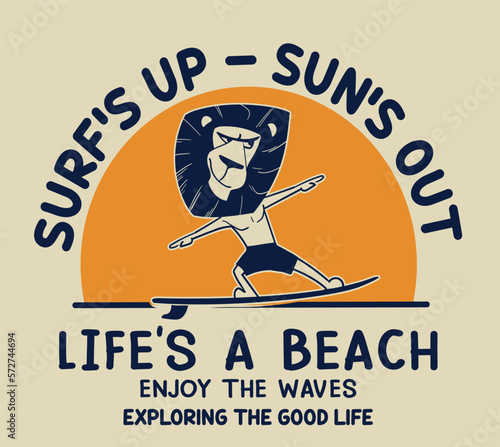 Vector animal surf character  illustrtion for t shirt prints