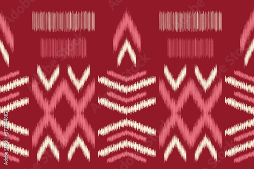 Ethnic Ikat fabric pattern geometric style.African Ikat embroidery Ethnic oriental pattern crimson red background. Abstract,vector,illustration.For texture,clothing,wrapping,decoration,carpet.