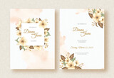 Jasmine flower arrangement on wedding invitation background