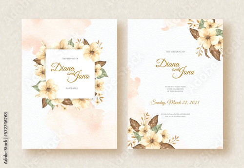 Jasmine flower arrangement on wedding invitation background
