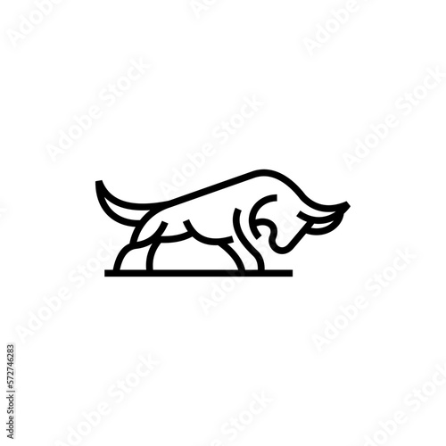 Standing bull line simplicity creative logo design