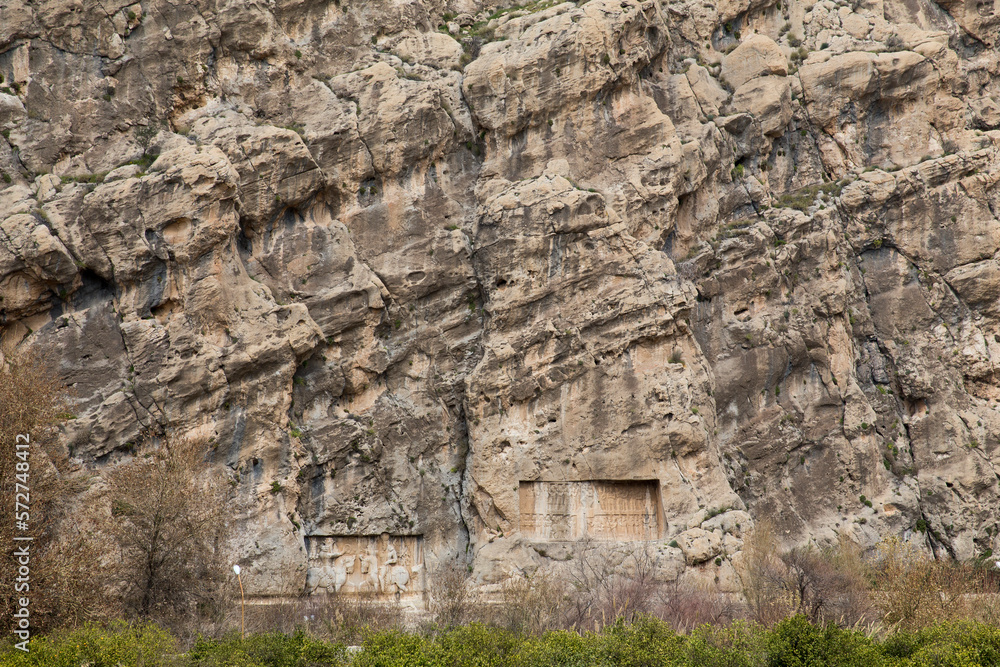Rock Relief of Bahram II and Sasanid Army, Chogan Valley, Iran
