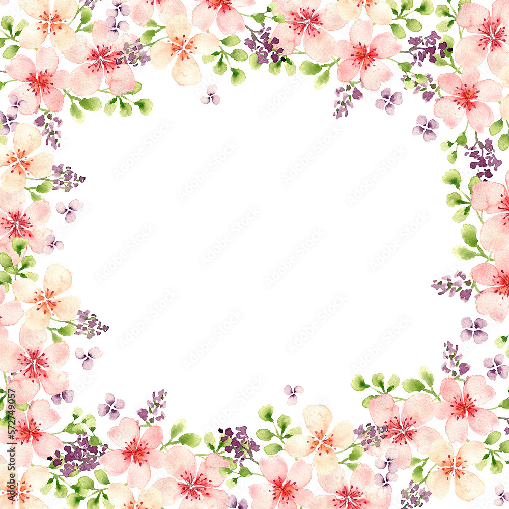 Watercolor pastel color flowers. Gentle design peach flowers templates for wedding design, invitation, postcards.