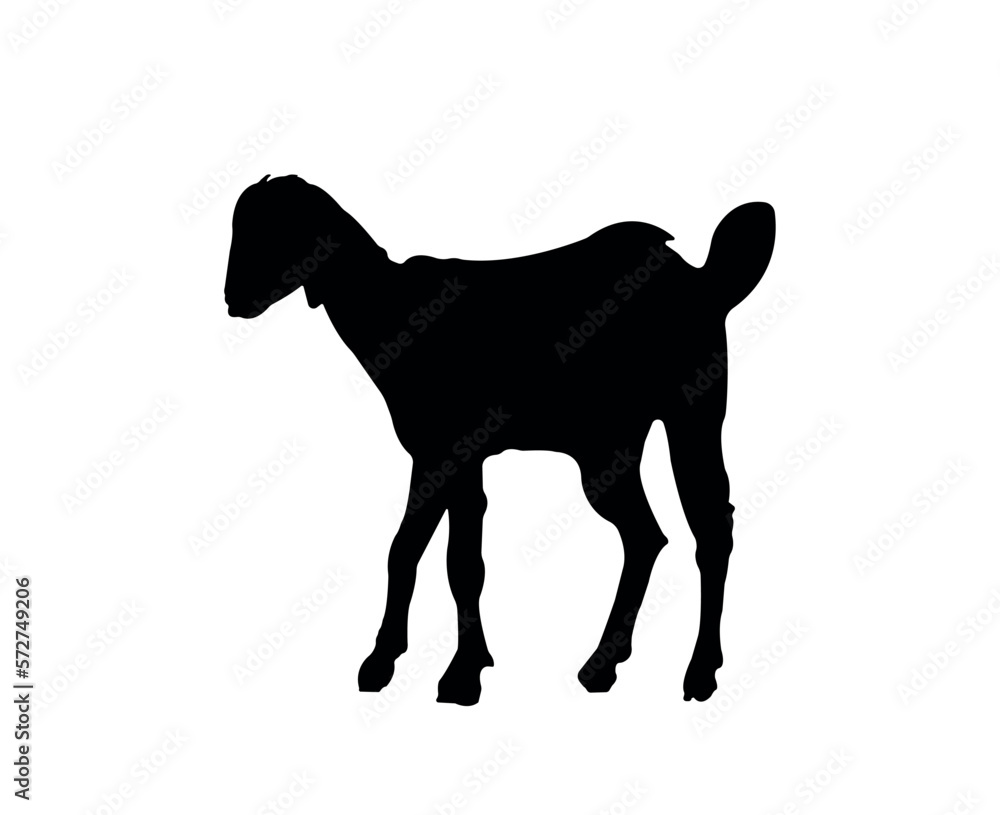 Vector flat goat silhouette isolated on white background Vector flat goat silhouette isolated on white background
