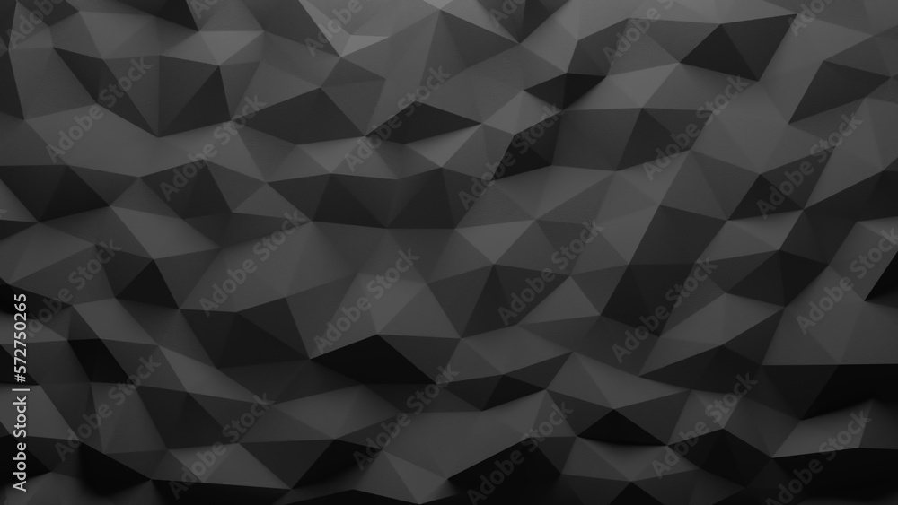 The dark background is made of rough triangular shapes, the lighting is a smooth gradient. 3D render. The dark background is made of rough triangular shapes, the lighting is a smooth gradient. 3D render.