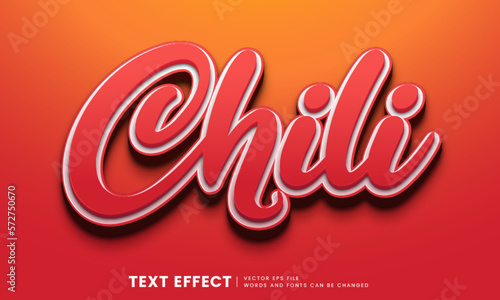 3d chili text effect. Editable fancy font style perfect for logotype, title and headline.