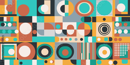 Geometric pattern vector background with scandinavian abstract, swiss geometry. Used for printing on the surface, fabric, wallpaper, notebooks, packaging.