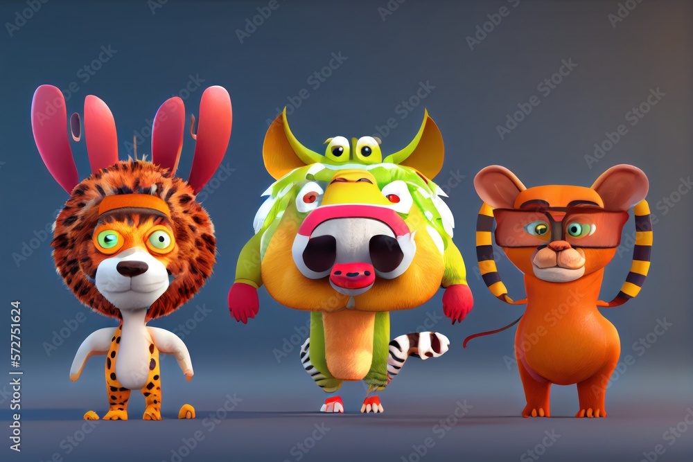 Fototapeta premium Background of a 3D Cute Animal Costume Character. Created with Generative AI Technology