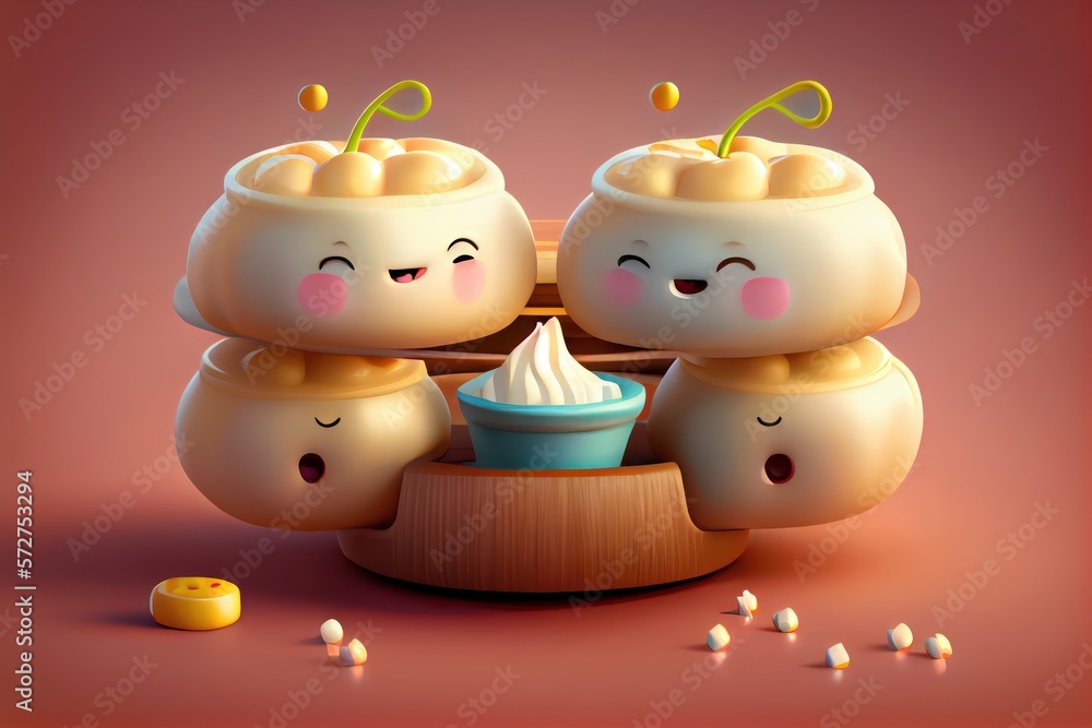 Background of a 3D Cute Dim Sum Character. Generative AI Background of a 3D Cute Dim Sum Character. Generative AI