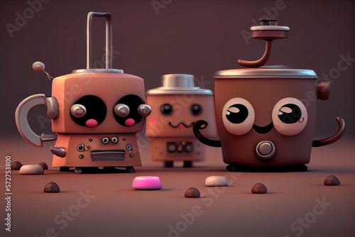 Background of a 3D Cute Coffee Character. Generative AI