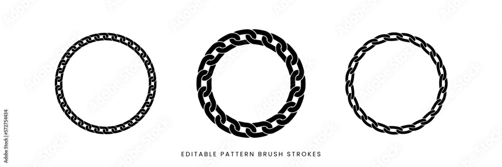 Set of chain pattern brushes editable template Stock Vector | Adobe Stock