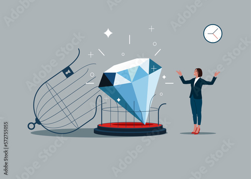 Financial freedom. Diamond is free from restrictions, sanctions and bans.  Flat vector illustration.