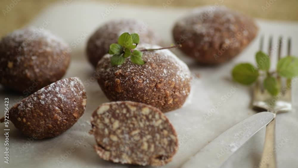 chocolate sweet cakes from mashed biscuits with additives chocolate sweet cakes from mashed biscuits with additives