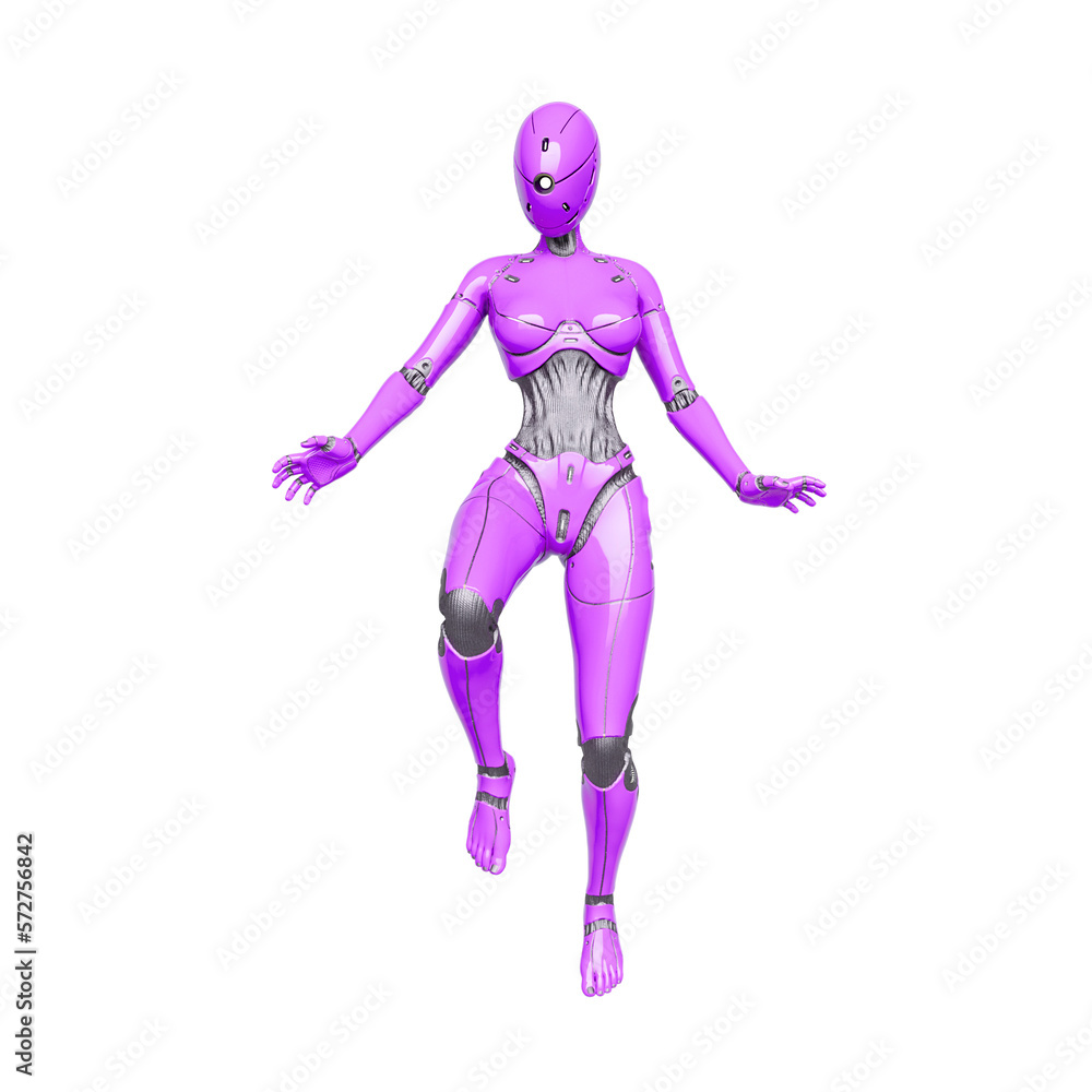 gynoid is the super fembot is floating in white background gynoid is the super fembot is floating in white background