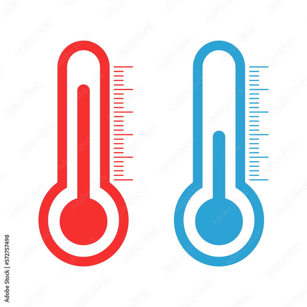 Cold and hot icon vector. Temperature illustration sign. Thermometer symbol. Heat logo Cold and hot icon vector. Temperature illustration sign. Thermometer symbol. Heat logo