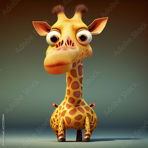 Cartoon giraffe animation. Generative AI
