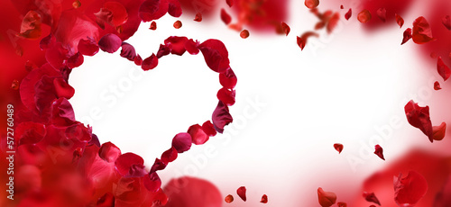 mother's day, heart background with rose petals on a transparent background.