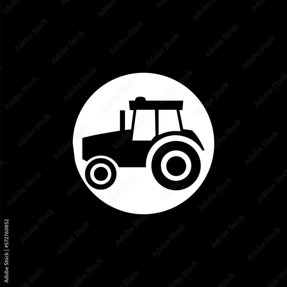 Tractor outline icon. Farm tractor. Pictogram isolated on a black background. Tractor outline icon. Farm tractor. Pictogram isolated on a black background.