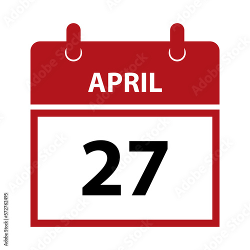 April 27. Vector flat daily calendar icon. Date and time, day, month for birthday, anniversary, appointment, remainder or event. Holiday. World Veterinary Day
