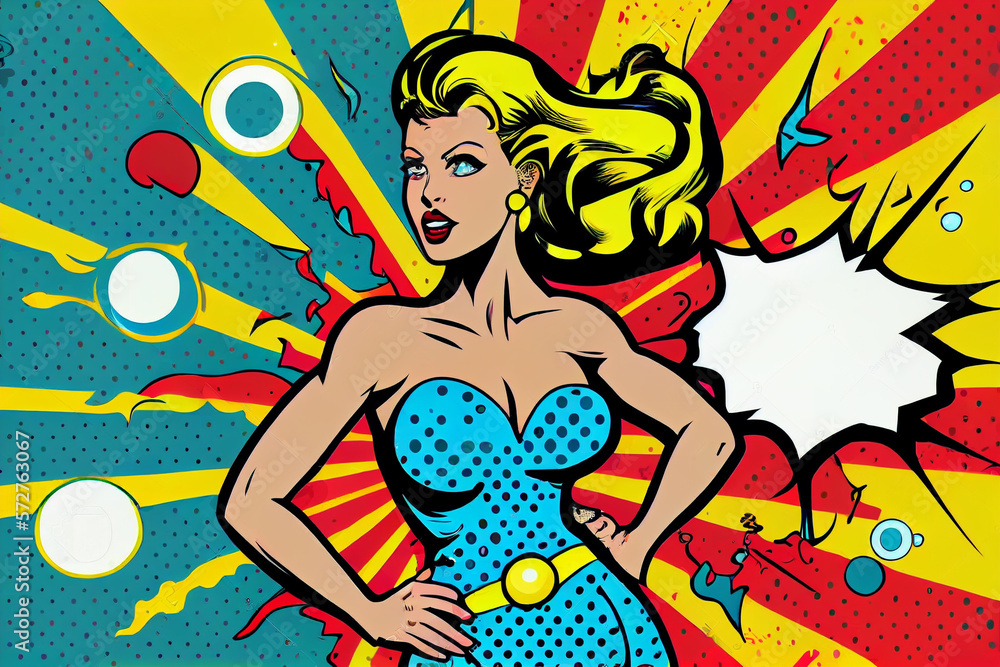 Portrait von sexy Pin-up Girl im bunten Pop-Art Retro-Comic-Stil - Generative Ai Portrait von sexy Pin-up Girl im bunten Pop-Art Retro-Comic-Stil - Generative Ai