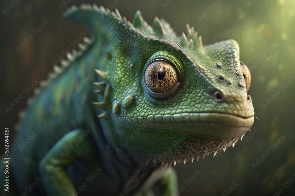 Green chameleon beautiful fauna zoo character, forest camouflage animal art Generative AI Green chameleon beautiful fauna zoo character, forest camouflage animal art Generative AI