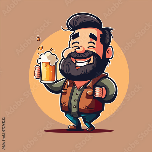 Happy man holding beer cartoon vector illustration 