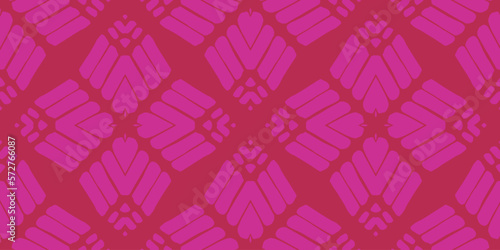 Kaleidoscope Abstract Pattern. Geometry Pattern. Ceramic Floral Tile. Vector Seamless Wallpaper. Magenta Bohemian Ethnic Boho Print. Pink Artistic Psychedelic Geo. Decorative Ethnic Print.