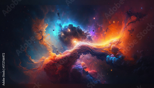 colorful Gas cloud in space 