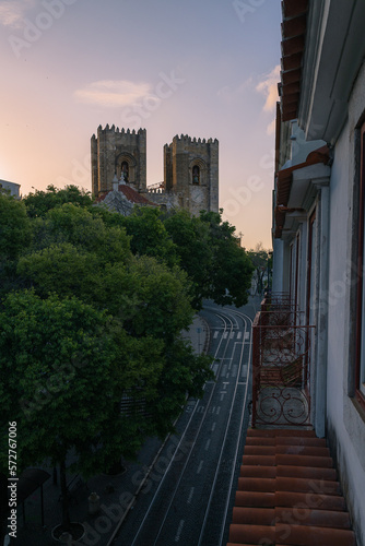 The Se Cathedral at Sunrise in Lisbon, Portugal