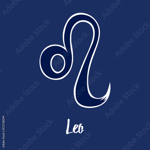 Hand drawn Zodiak signs. Blue Leo zodiac icons on a blue background. Astrological symbols of the zodiac. Vedic astrology