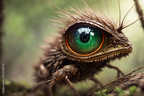 Small quircky extraterrrestrial insectoid monster. AI generated illustration photo