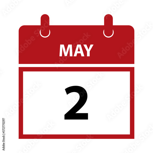May 2. Vector flat daily calendar icon. Date and time, day, month for birthday, anniversary, appointment, remainder or event. Holiday. (1st Tuesday): World Asthma Day