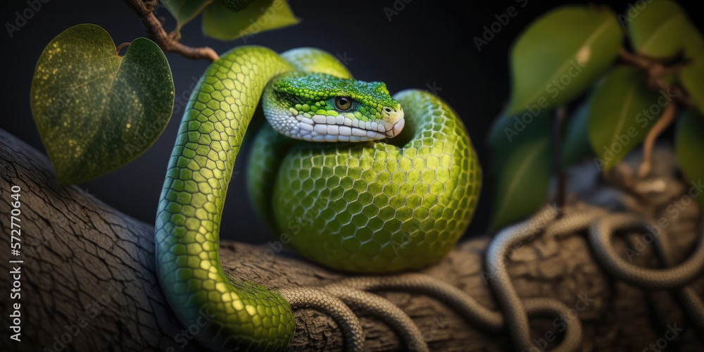 Fototapeta premium close-up of a snake in nature, GENERATIVE IA