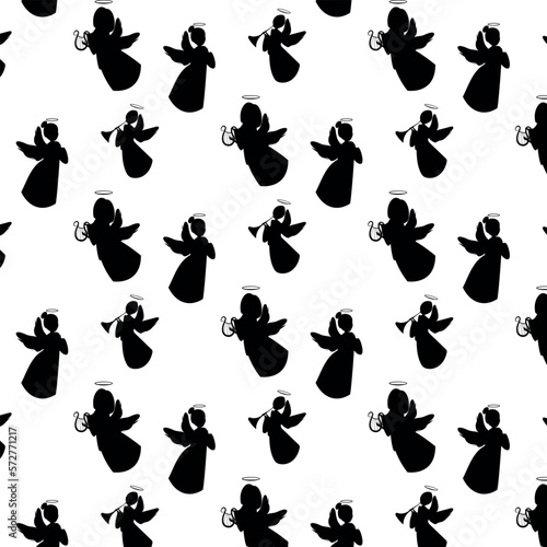 Background with silhouettes of girls guardian angels.