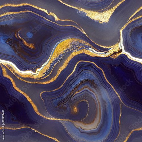 Abstract Ocean - ART. Natural Luxury. Style includes swirls of marble or ripples of agate. Very pretty blue paint with a touch of gold powder pattern